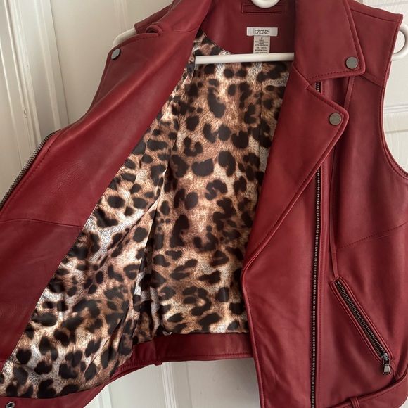 Vintage Cache Leather Motorcycle Vest, Red, M - Picture 5 of 6